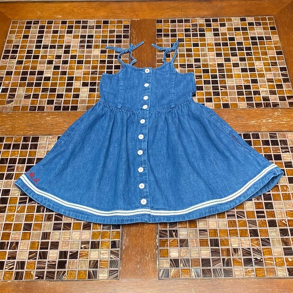Ralph Lauren Anchor Denim Girls Dress - Picture 2 of 10